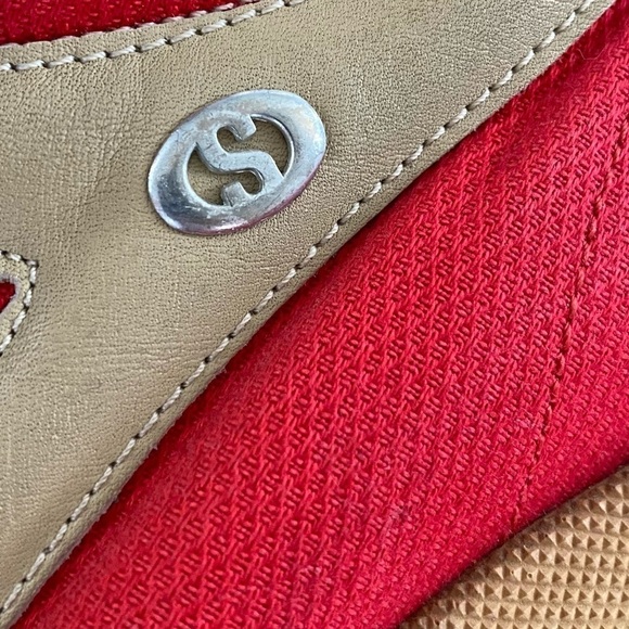 Superga RARE Red Tan Leather Mod 70s Sneakers Athletic Retro Style Size 39 - Picture 7 of 9